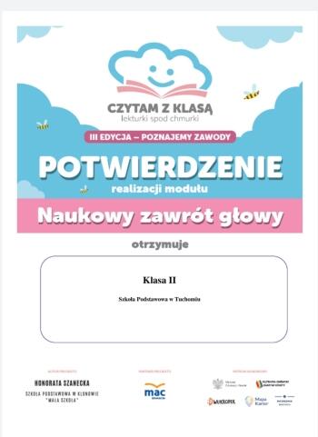 Potwierdzenie ukończenia II modułu projektu.